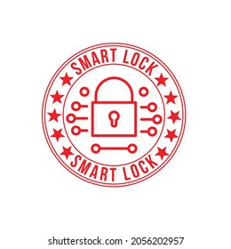 smart lock red stamp vector illustration.isolated on white background.