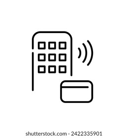 Smart lock with rfid access card. Pixel perfect icon