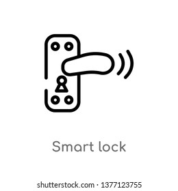 smart lock vector line icon. Simple element illustration. smart lock outline icon from smart home concept. Can be used for web and mobile