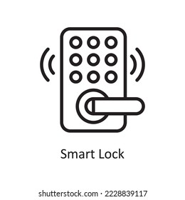 Smart Lock Vector Outline Icon Design illustration. Housekeeping Symbol on White background EPS 10 File