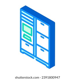 vectores inteligentes vectores de iconos isométricos de entrega autónomos. señal de entrega autónoma de lockers inteligentes. ilustración de símbolo aislado