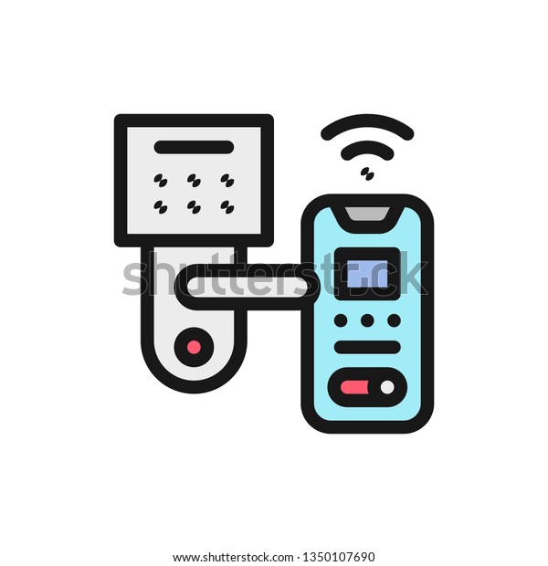 Smart Locks Door Color Line Icon Stock Vector Royalty Free