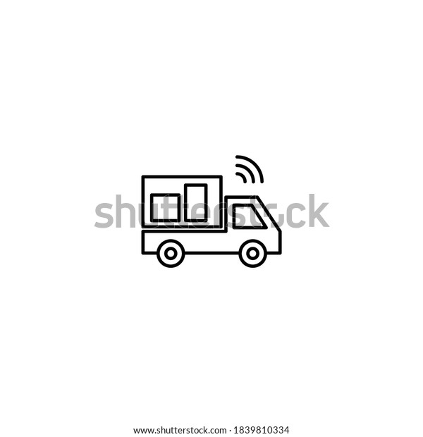 Smart logistic icon. Internet of things\
icon. Simple, outline, black, flat,\
lineal.