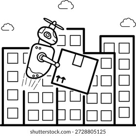 Smart Logistics with AI Drones concept, Future of Urban Delivery vector icon design, Futuristic daily life stock illustration