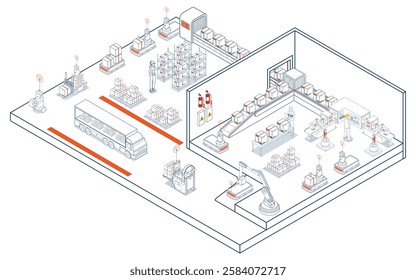 Smart logistics and automated warehouse operations, featuring AGVs and AMRs for robotic material handling and transportation.