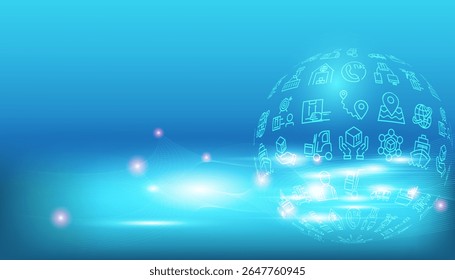 Smart Logistics background with global logistics Warehouse Logistics, Sea Freight Logistics partnership. For website and mobile website. .Easy to edit and customize. Vector illustration eps10