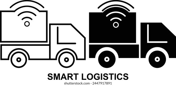 Smart Logistics Conjunto de iconos en blanco y negro. Conjunto editable de iconos web de Entrega y Logística en estilo de línea y relleno. Conjunto de iconos de negocios de alta calidad de logística