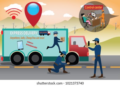 Smart Logistics concept,Terrible things on the road - vector illustration