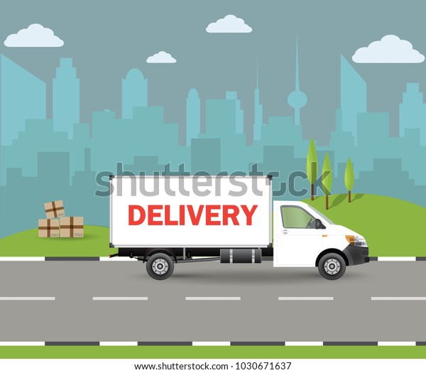Smart Logistics\
concept,Truck on the\
road