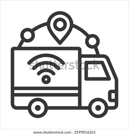 Smart Logistics Outline Icon Vector Illustration