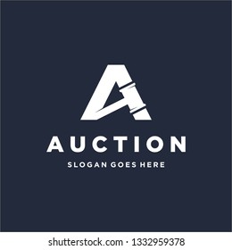 Smart logo for Auction. Logo mark letter A with a hammer inside the letter