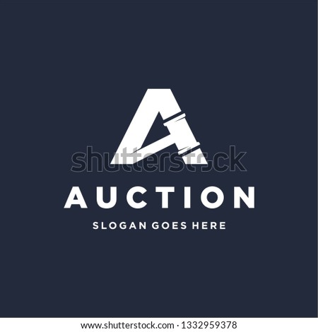Smart logo for Auction. Logo mark letter A with a hammer inside the letter