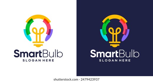 Smart logo design template. Light bulb logo with colorful style design graphic vector. Symbol, icon, creative.