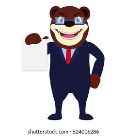Smart looking Bear business character