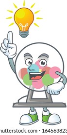 Smart lottery machine ball cartoon character has an idea