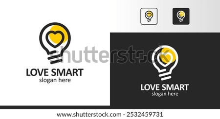 Smart love logo design template. Light bulb with heart logo design vector graphic symbol icon