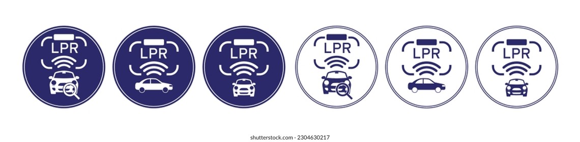 Smart LPR Camera Parking System icon vector illustration. Automated License Plate Recognition Parking Lot symbol. Monitoring and Managing Parking Lot logos. Vector illustration.