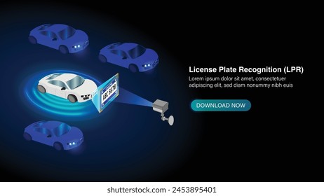 Smart LPR Camera Solutions Landing Page: Automated License Plate Recognition, Car Registration, and Speed Detection. Monitoring, Location Tracking Radar, and Road Traffic Rule Violation Detection