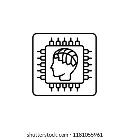  Smart machine cheep concept line icon. Simple element illustration.  Smart machine cheep concept outline symbol design from artificial intelligence set on white background
