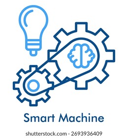 Symbol für intelligente Computer. Symbolstil für Gliederungsfarbe. Roboterautomatisierung und Symbol für intelligente Industrieanlagen.