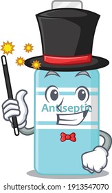 A smart Magician of antiseptic caricature design style