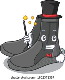 A smart Magician of dive booties caricature design style