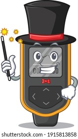 A smart Magician of dive computer caricature design style