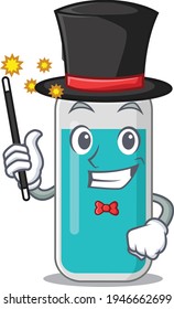 A smart Magician of medical test bottle caricature design style. Vector illustration