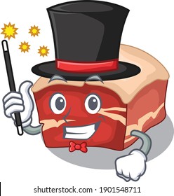 A smart Magician of pork belly caricature design style. Vector illustration