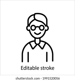 Icono de contorno de hombre inteligente. Símbolo de contorno lineal personalizable. Trazo editable. Ilustración aislada de las existencias vectoriales