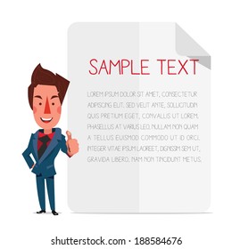 Smart man with plain paper background. - vector illustration