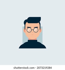 smart man with stylish hair cut like a smart student with black sweater and glasses