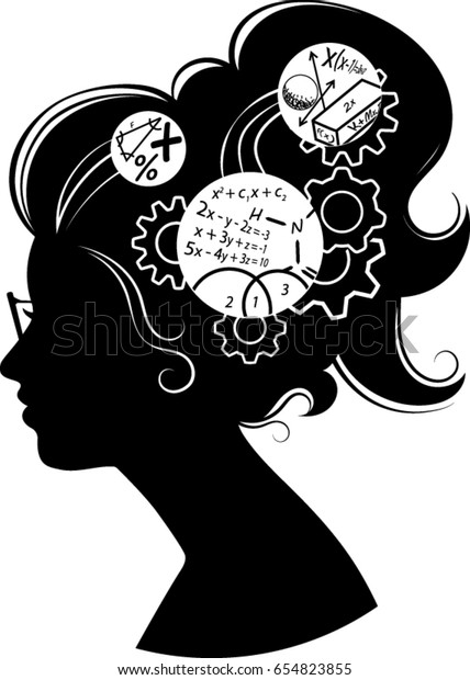 Smart Math Girl Profile Silhouette Vector Stock Vector (Royalty Free