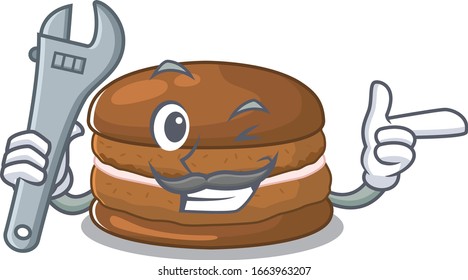 Smart Mechanic chocolate macaron cartoon character design
