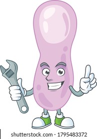 A smart mechanic clostridium botulinum cartoon mascot design fix a broken machine. Vector illustration