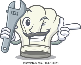 Smart Mechanic cook hat cartoon character design