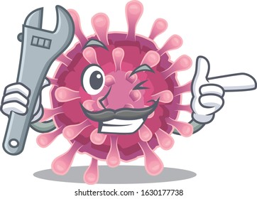 Smart Mechanic corona virus cartoon character design