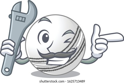 Smart Mechanic cricket ball cartoon character design