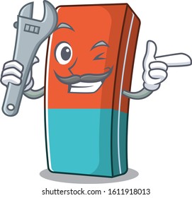 Smart Mechanic eraser cartoon character in design