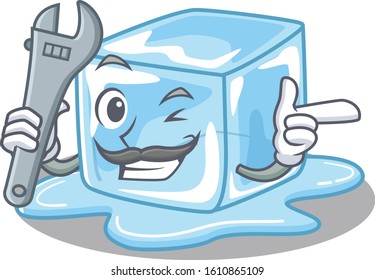 Smart Mechanic ice cube cartoon character design