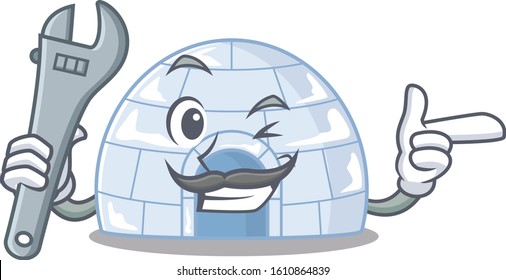 Smart Mechanic igloo cartoon character in design