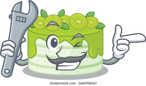 Smart Mechanic kiwi cake cartoon character design