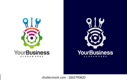 Plantilla vectorial de logotipo Smart Mechanic, conceptos de diseño de logotipo de Creative Mechanic