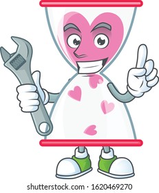 Smart Mechanic love clock sand cartoon character design