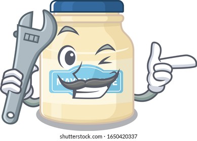 Smart Mechanic mayonnaise cartoon in character design