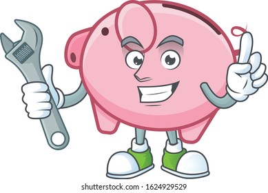 Smart Mechanic piggy bank cartoon character design