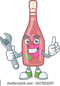 Smart Mechanic pink bottle wine cartoon character design
