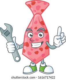 Smart Mechanic pink love tie cartoon character design