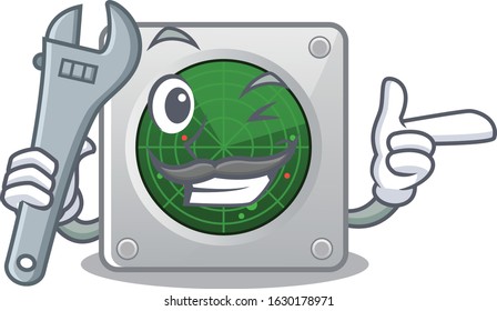 Smart Mechanic radar cartoon with character design
