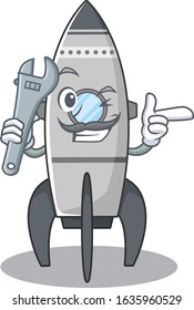 Smart Mechanic rocket cartoon in character design